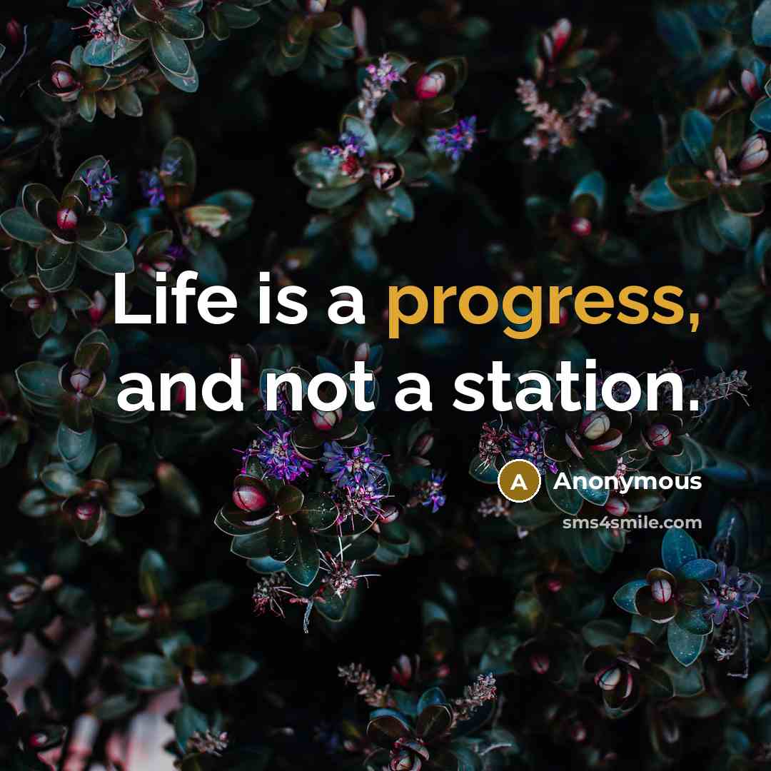 “Life is a progress, and not a station.” quote by Anonymous