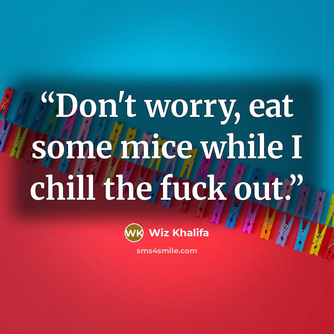 “Don't worry, eat some mice while I chill the fuck out.” quote by Wiz Khalifa