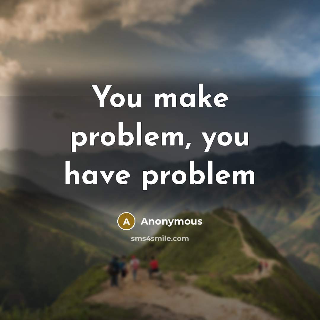 “You make problem, you have problem” quote by Anonymous