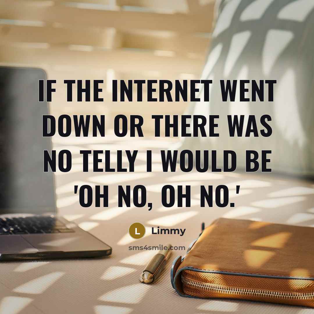 “If the Internet went down or there was no telly I would be 'oh no, oh no.'” quote by Limmy
