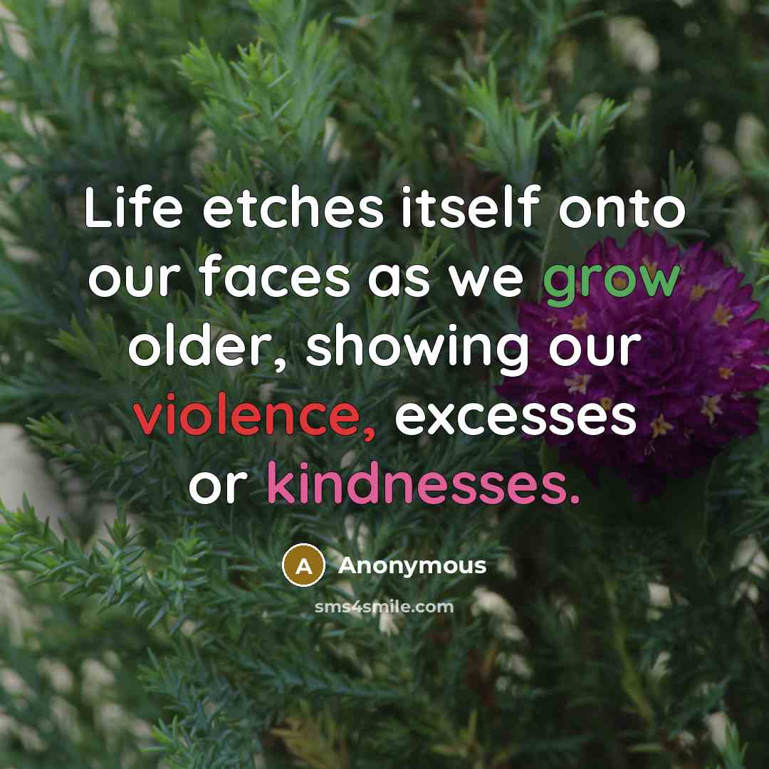 “Life etches itself onto our faces as we grow older, showing our violence, excesses or kindnesses.” quote by Anonymous
