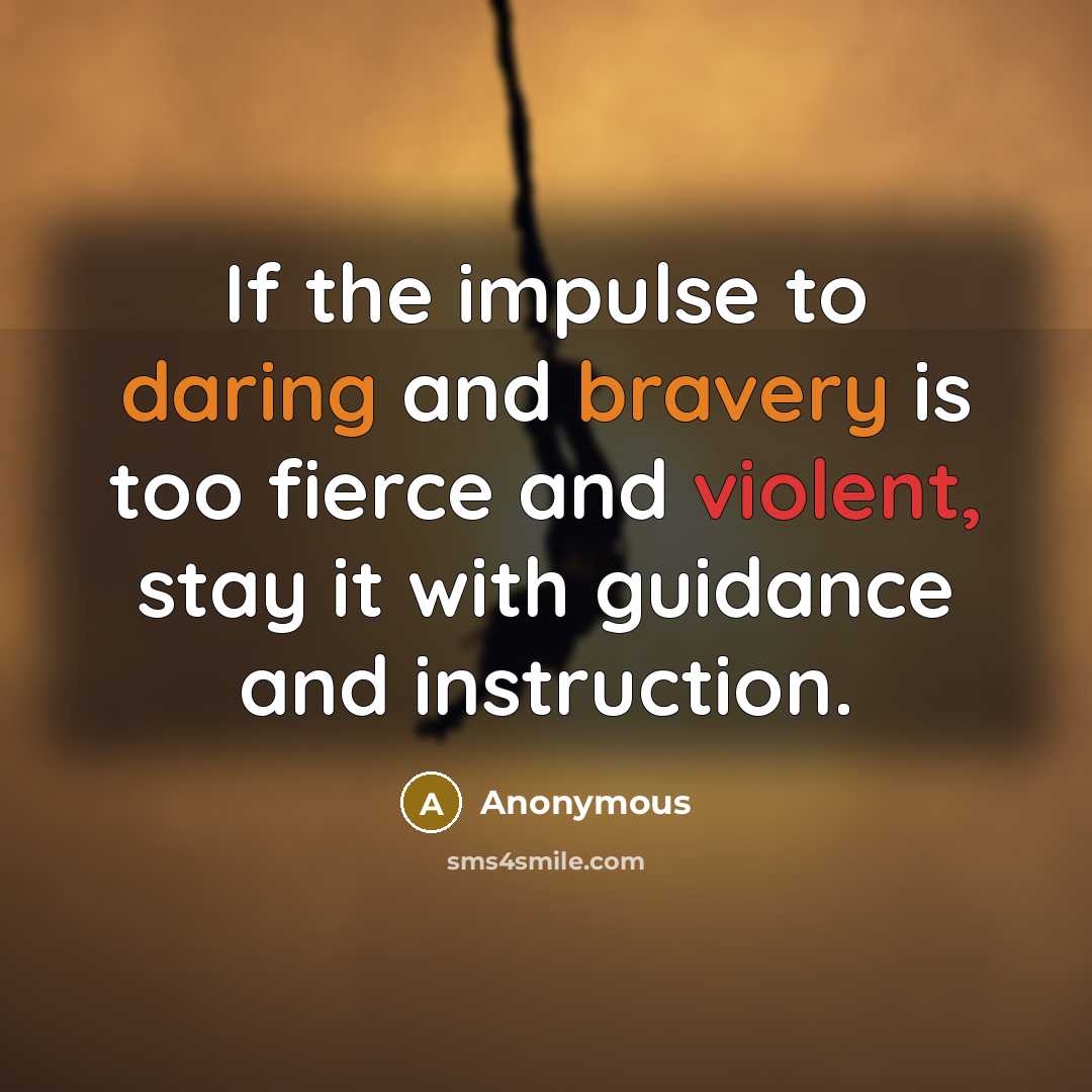 “If the impulse to daring and bravery is too fierce and violent, stay it with guidance and instruction.” quote by Anonymous