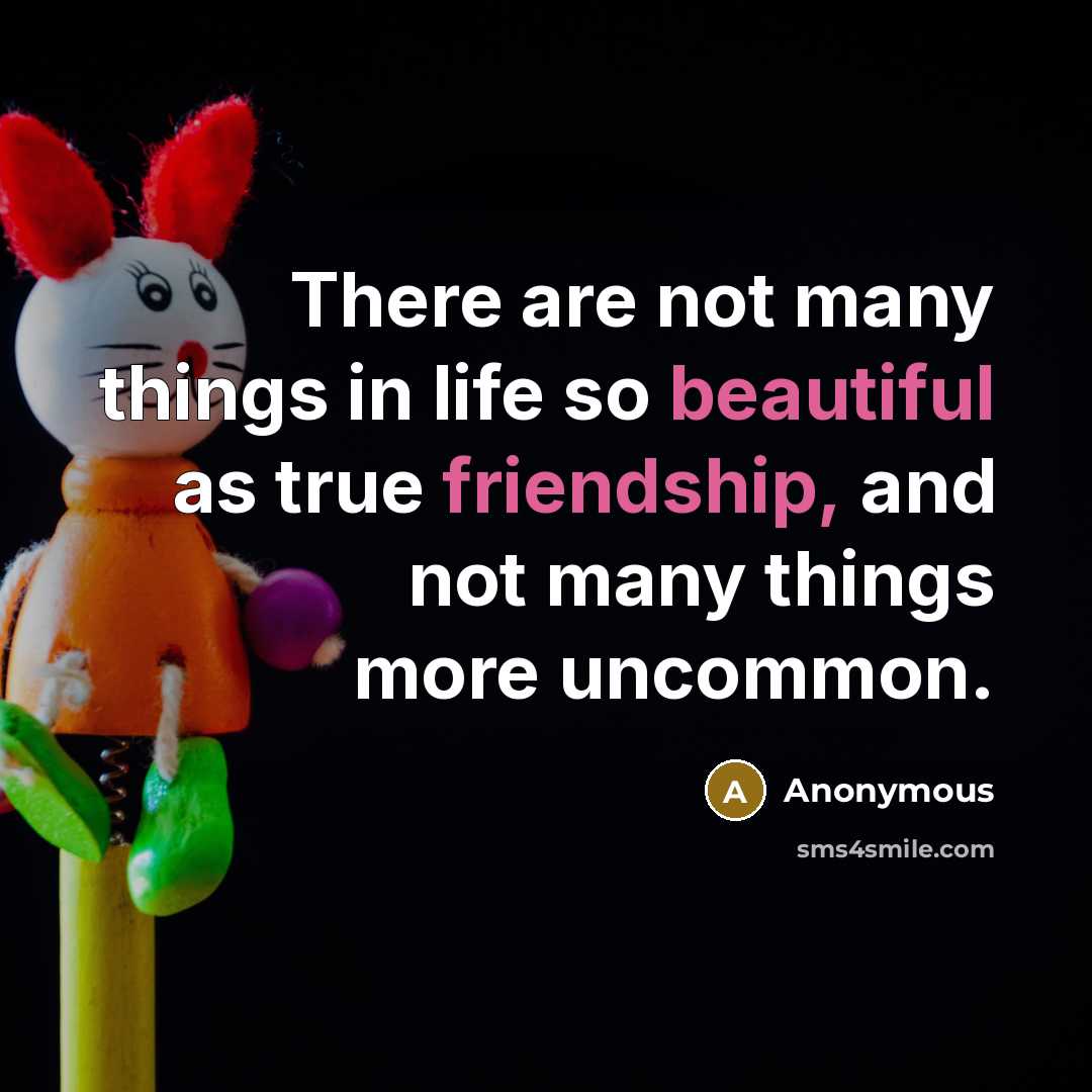 “There are not many things in life so beautiful as true friendship, and not many things more uncommon.” quote by Anonymous