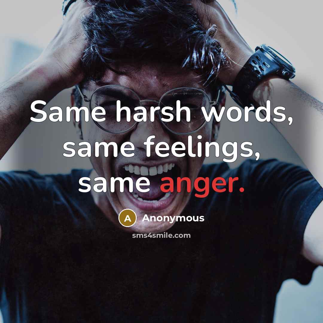 “Same harsh words, same feelings, same anger.” quote by Anonymous
