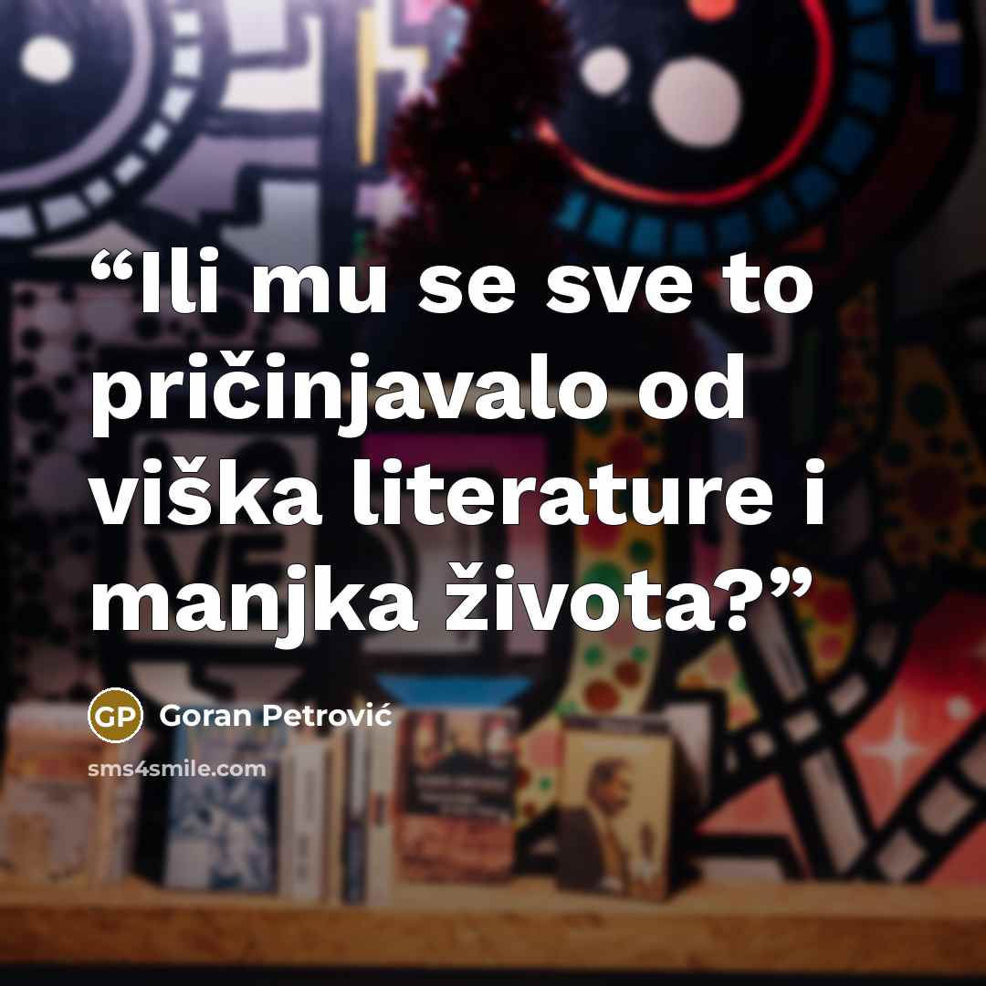 “Ili mu se sve to pričinjavalo od viška literature i manjka života?” quote by Goran Petrović