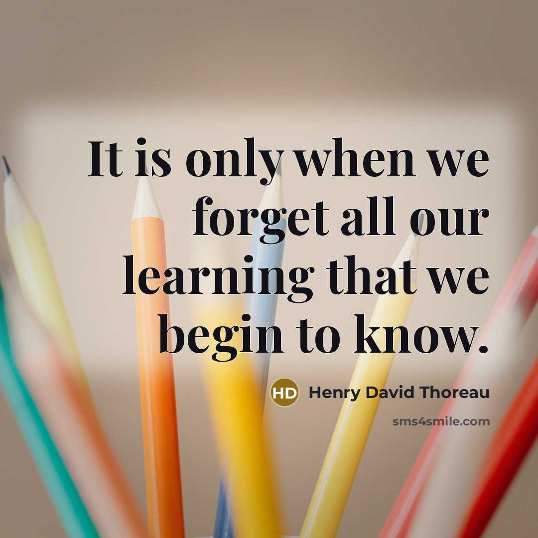 “It is only when we forget all our learning that we begin to know.” quote by Henry David Thoreau