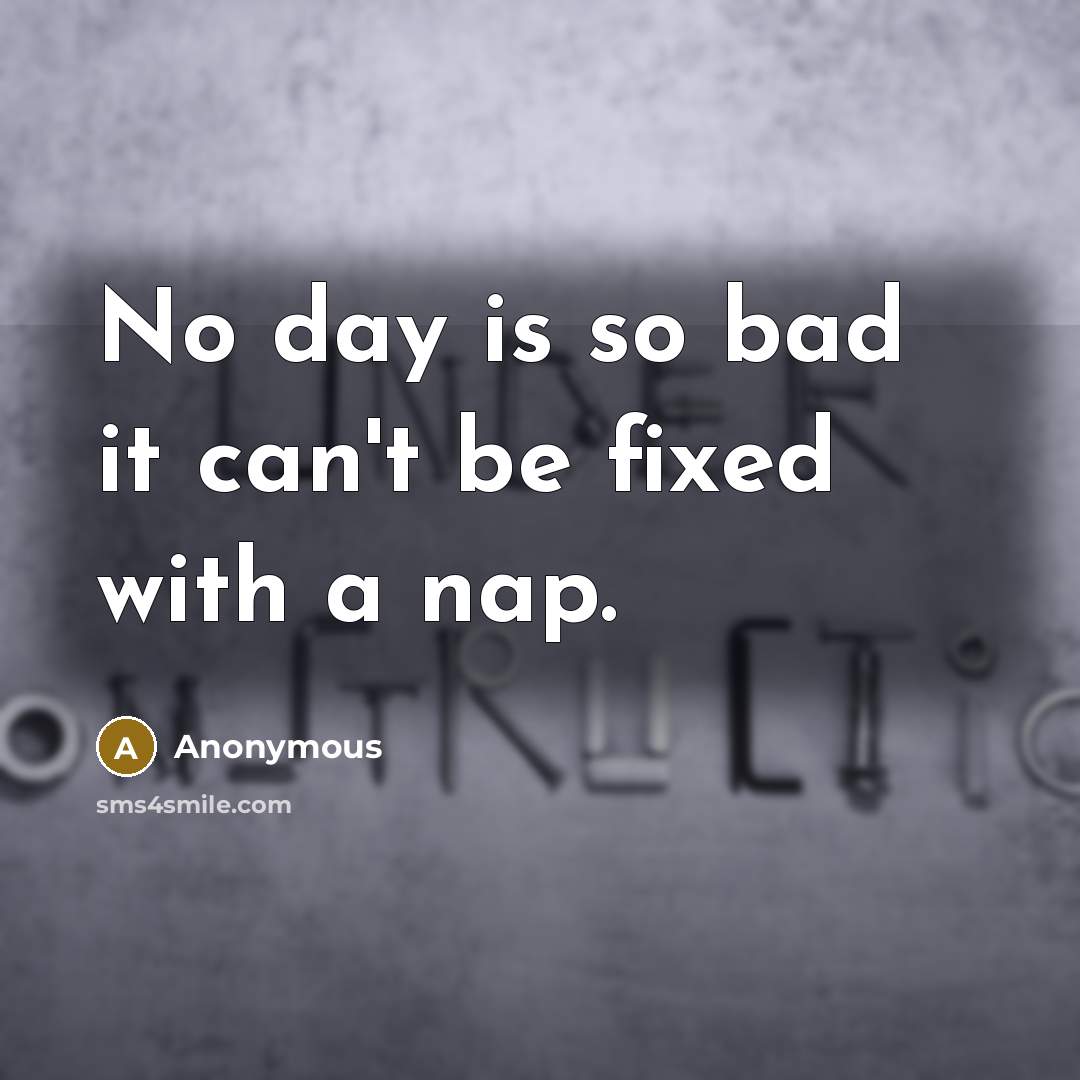 “No day is so bad it can't be fixed with a nap.” quote by Anonymous