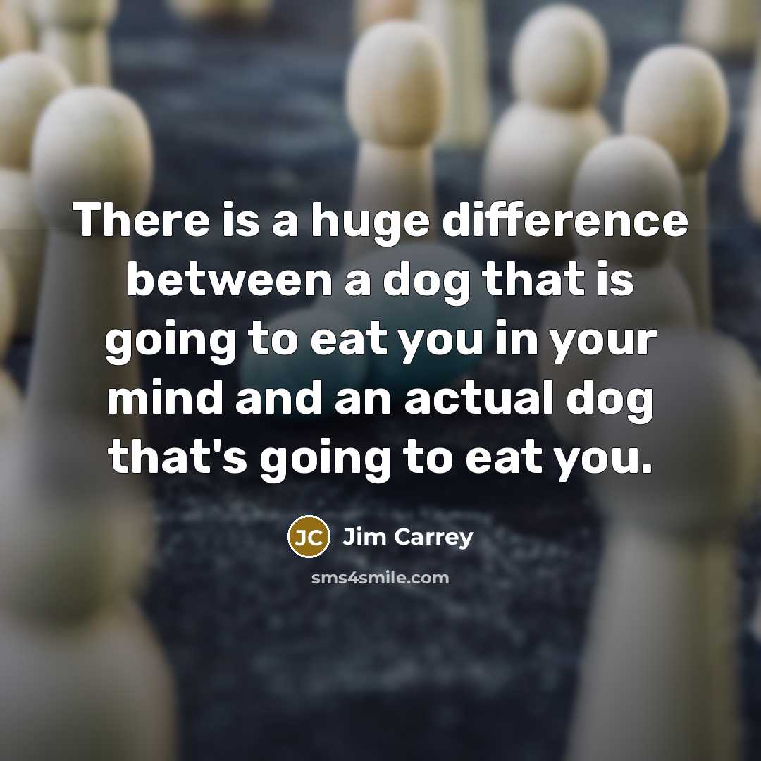 “There is a huge difference between a dog that is going to eat you in your mind and an actual dog that's going to eat you.” quote by Jim Carrey
