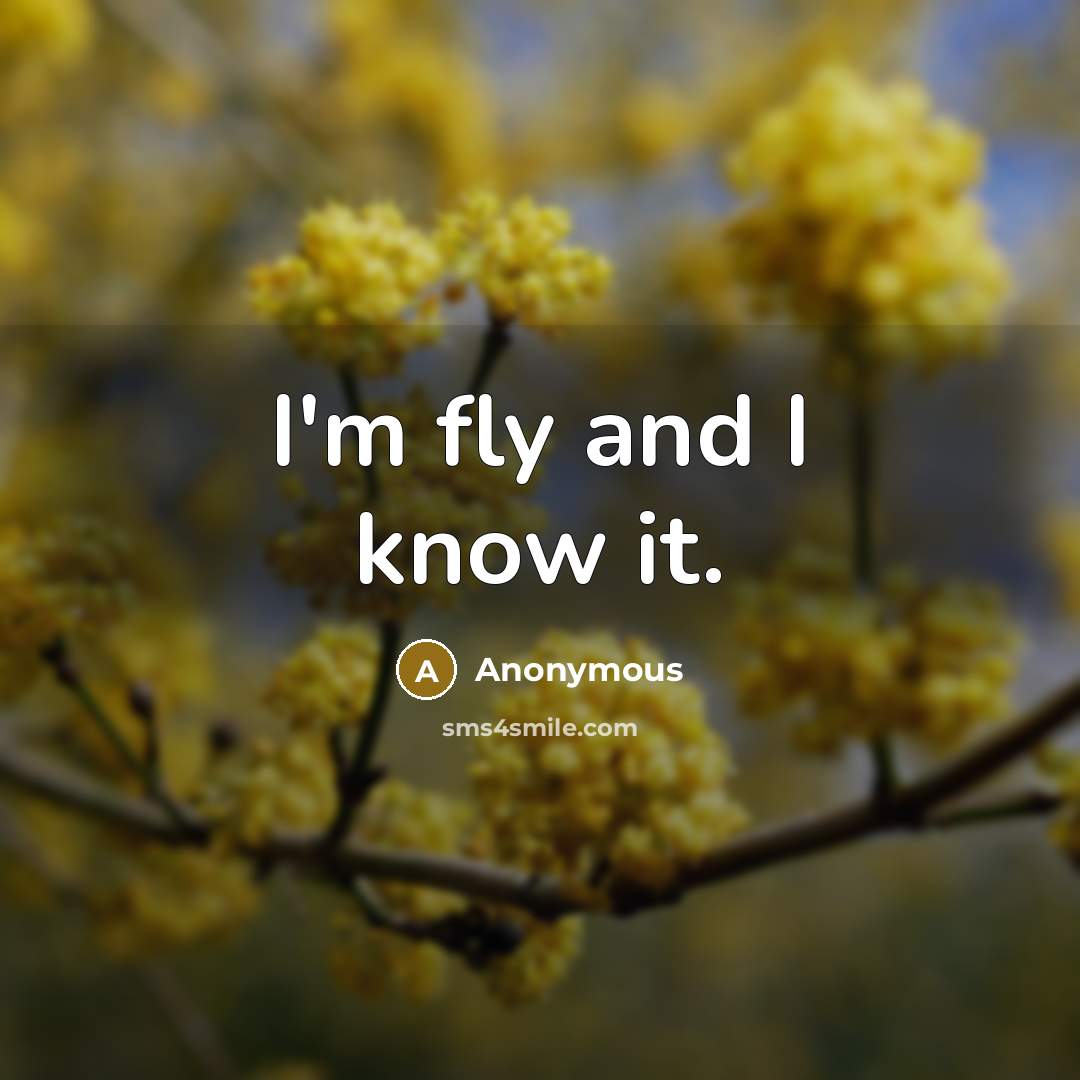 “I'm fly and I know it.” quote by Anonymous