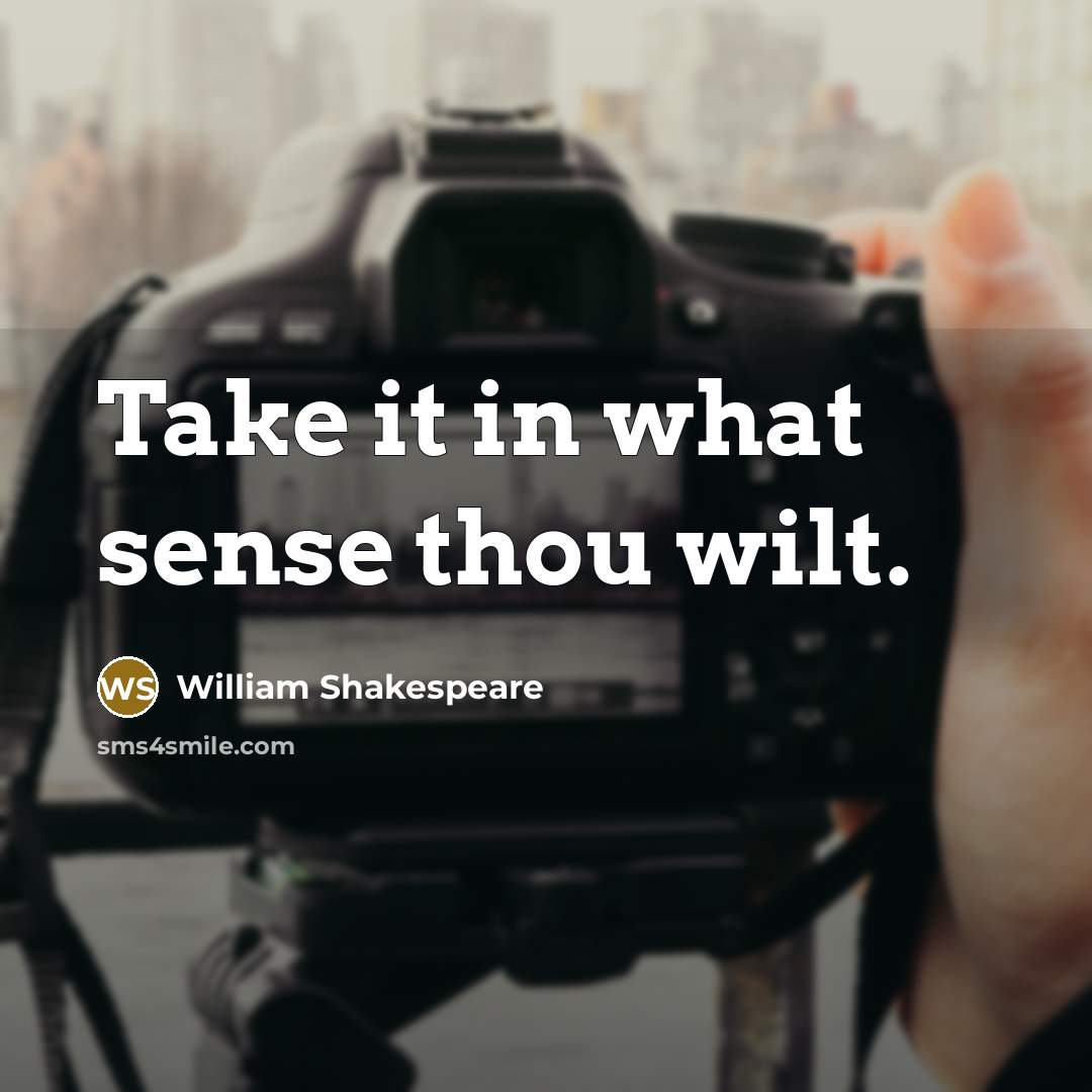 “Take it in what sense thou wilt.” quote by William Shakespeare