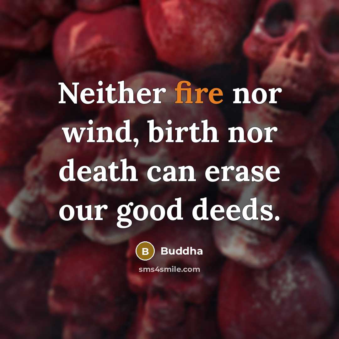 “Neither fire nor wind, birth nor death can erase our good deeds.” quote by Buddha