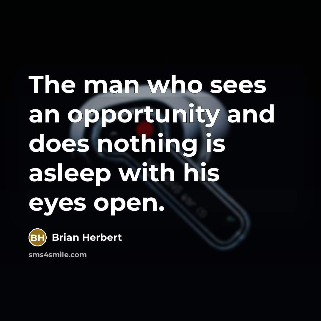 “The man who sees an opportunity and does nothing is asleep with his eyes open.” quote by Brian Herbert