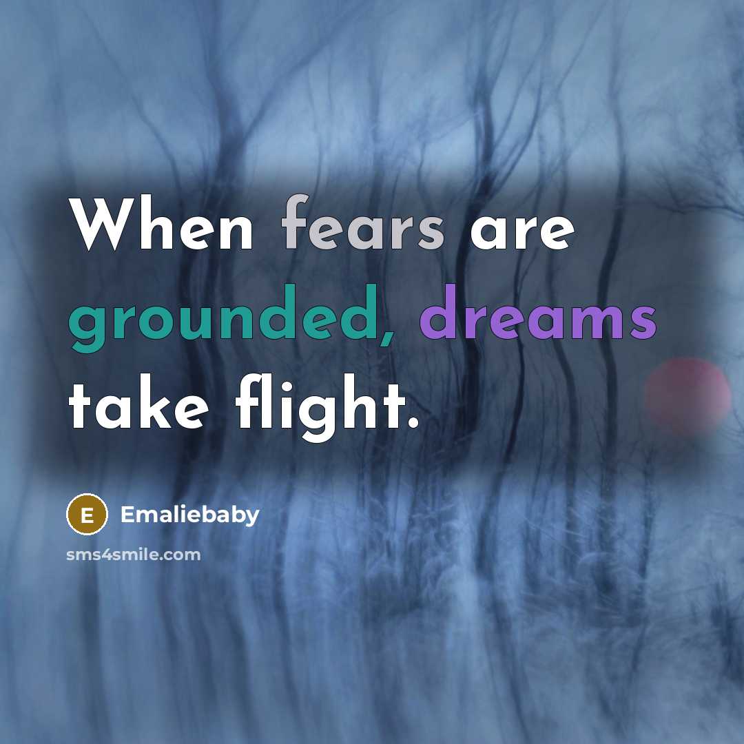 “When fears are grounded, dreams take flight.” quote by Emaliebaby