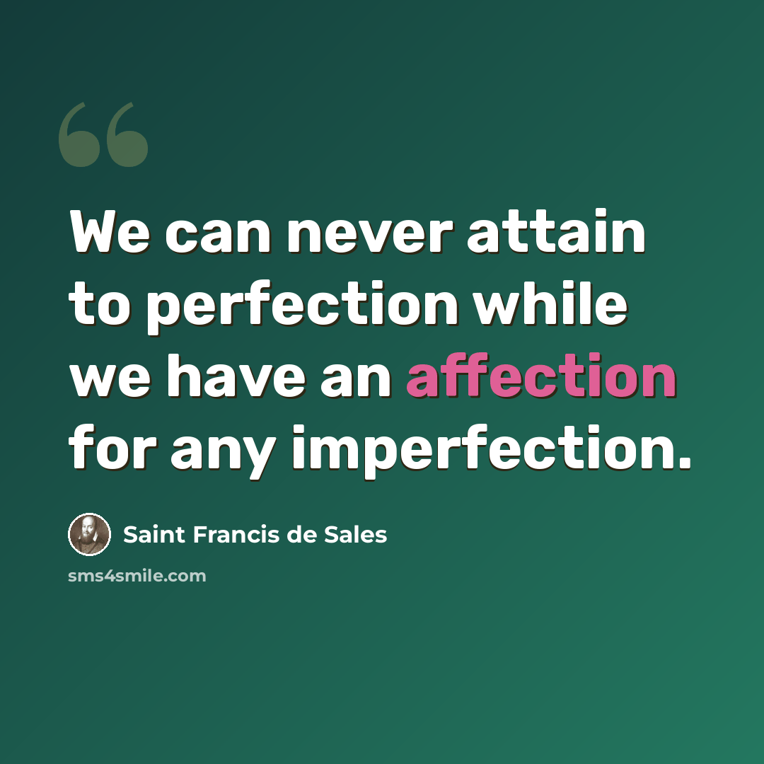 “We can never attain to perfection while we have an affection for any imperfection.” quote by Saint Francis de Sales