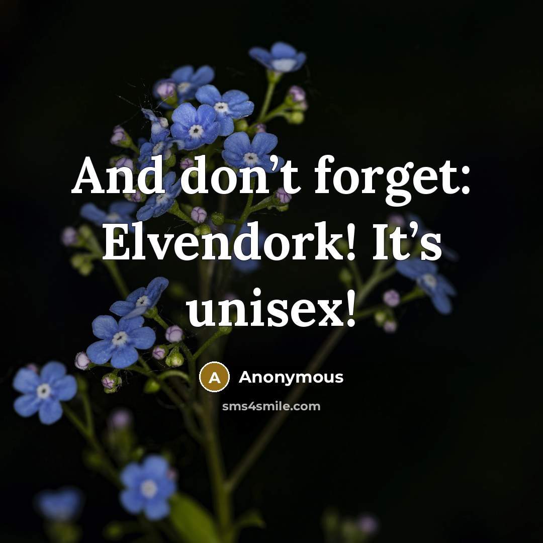 “And don’t forget: Elvendork! It’s unisex!” quote by Anonymous