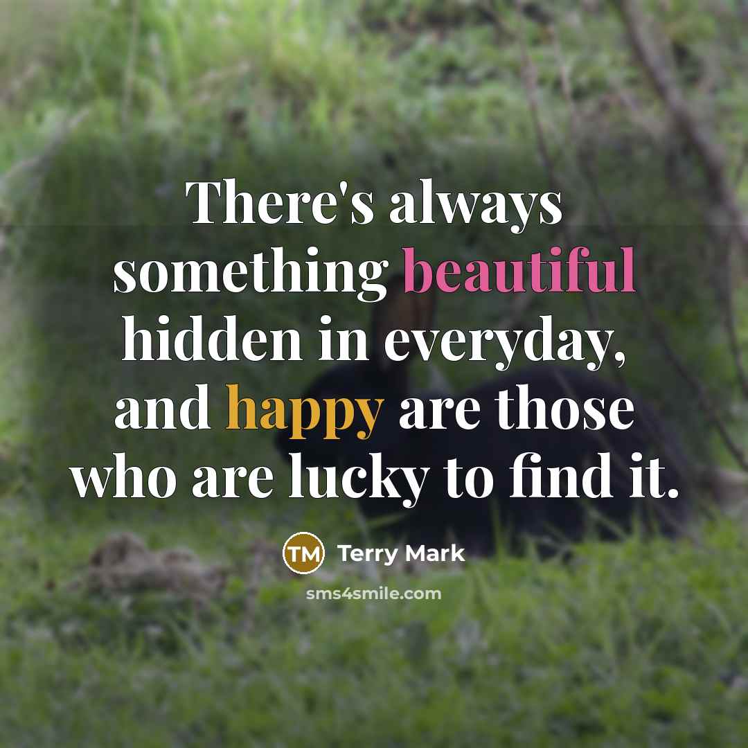 “There's always something beautiful hidden in everyday, and happy are those who are lucky to find it.” quote by Terry Mark