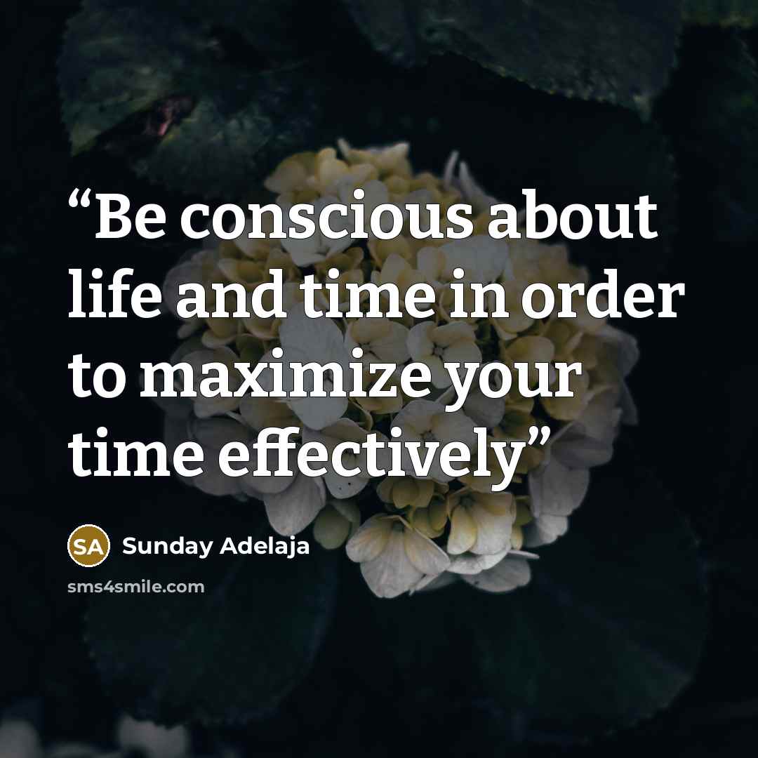 “Be conscious about life and time in order to maximize your time effectively” quote by Sunday Adelaja