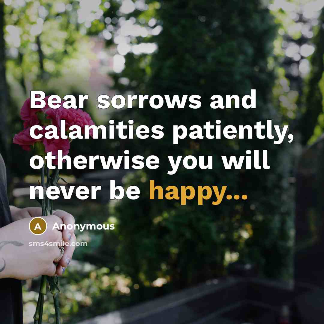 “Bear sorrows and calamities patiently, otherwise you will never be happy...” quote by Anonymous