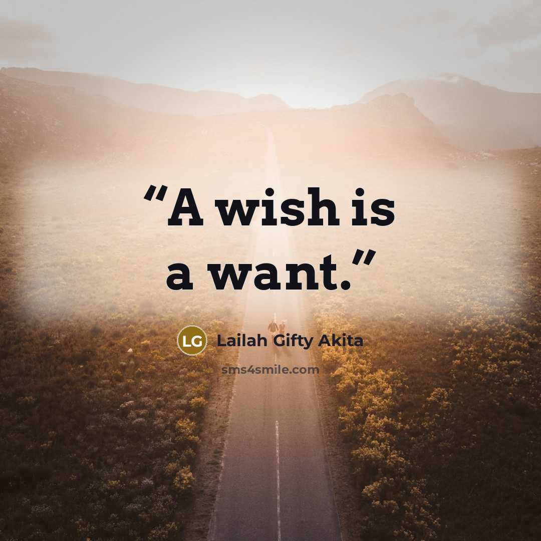 “A wish is a want.” quote by Lailah Gifty Akita