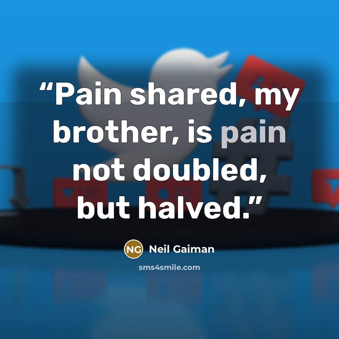 “Pain shared, my brother, is pain not doubled, but halved.” quote by Neil Gaiman