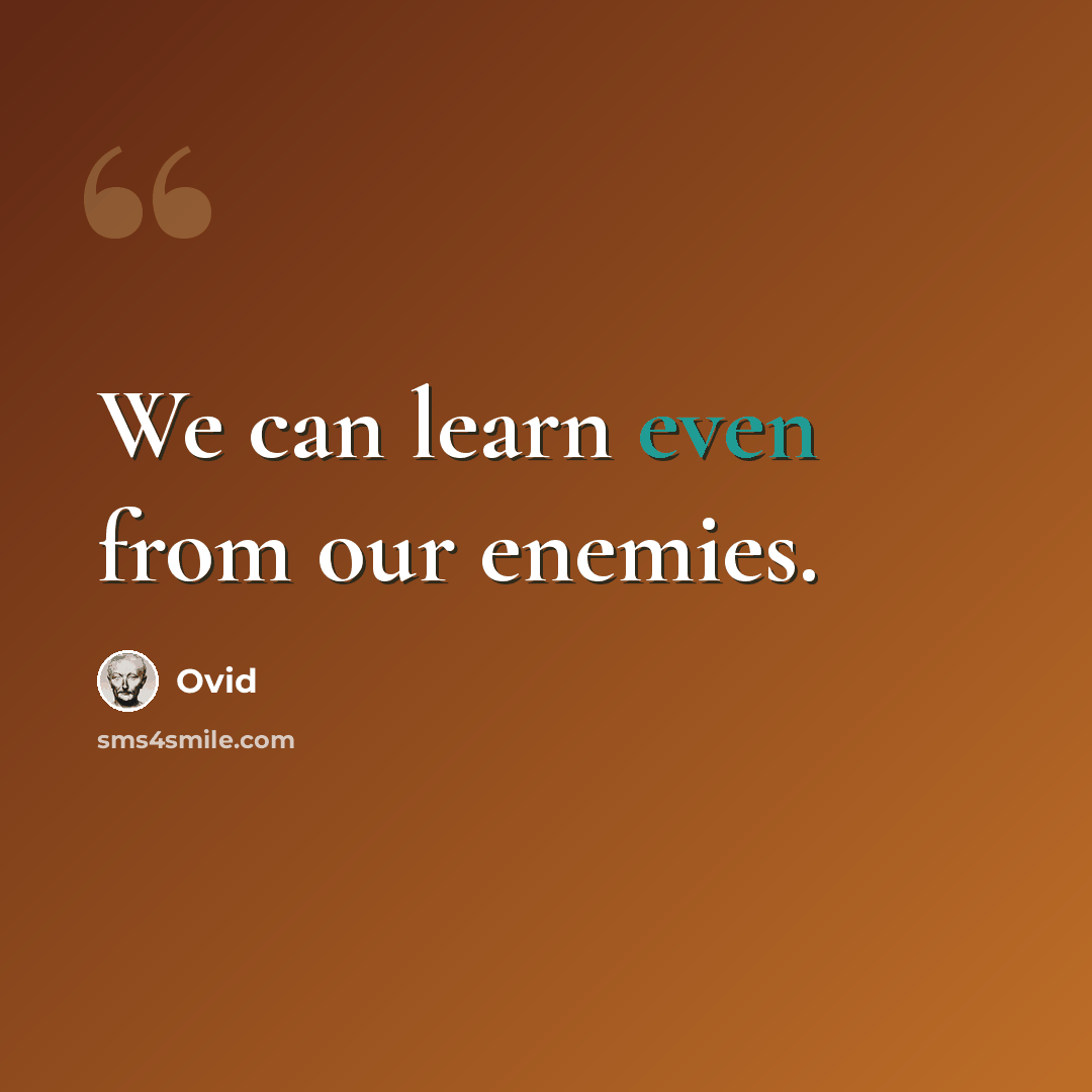 “We can learn even from our enemies.” quote by Ovid
