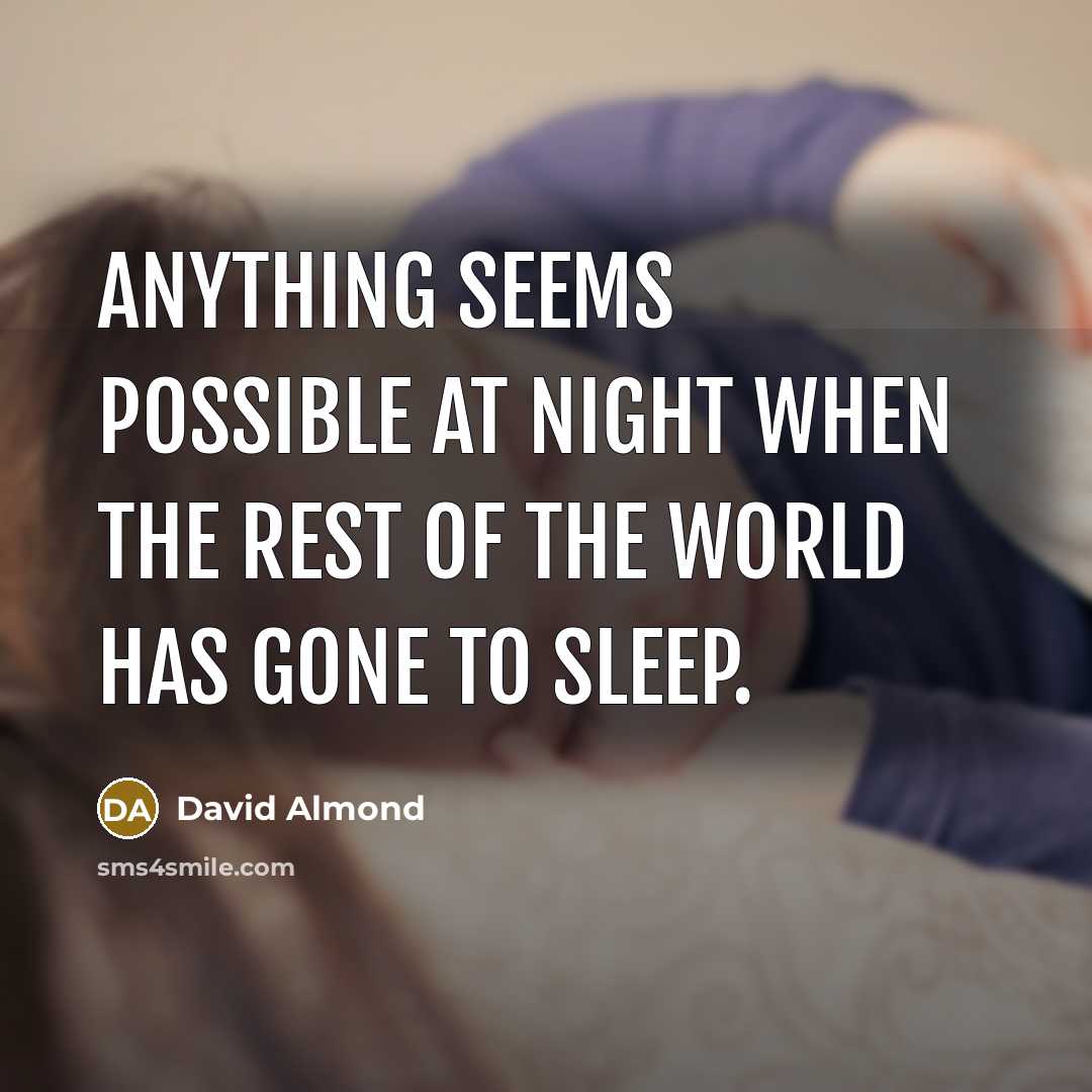 “Anything seems possible at night when the rest of the world has gone to sleep.” quote by David Almond