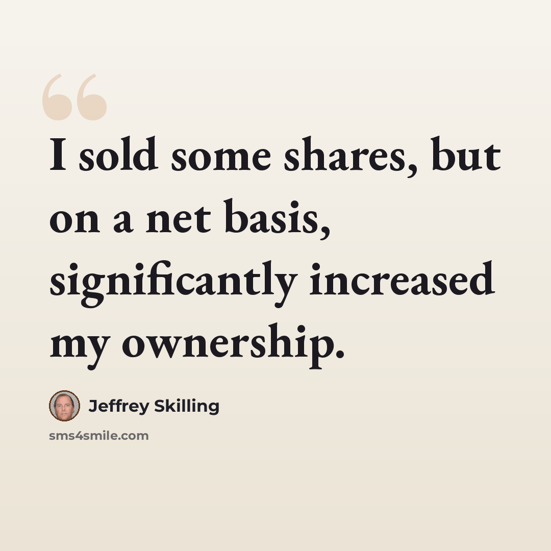 “I sold some shares, but on a net basis, significantly increased my ownership.” quote by Jeffrey Skilling