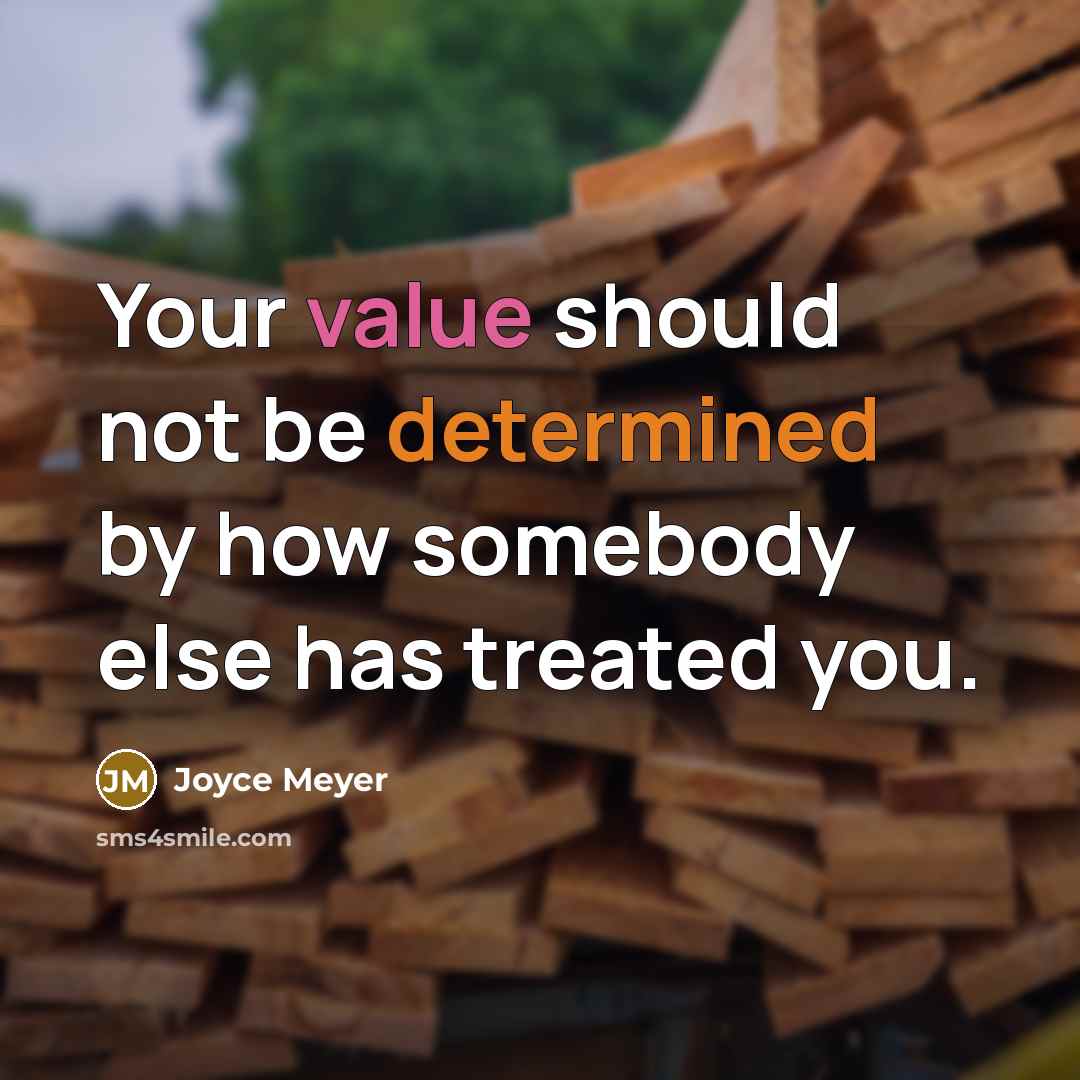 “Your value should not be determined by how somebody else has treated you.” quote by Joyce Meyer