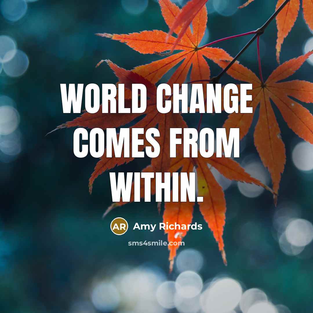 “World change comes from within.” quote by Amy Richards