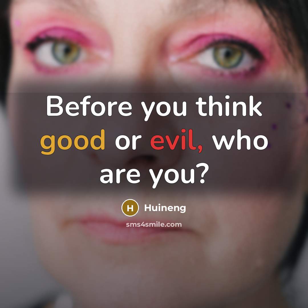“Before you think good or evil, who are you?” quote by Huineng