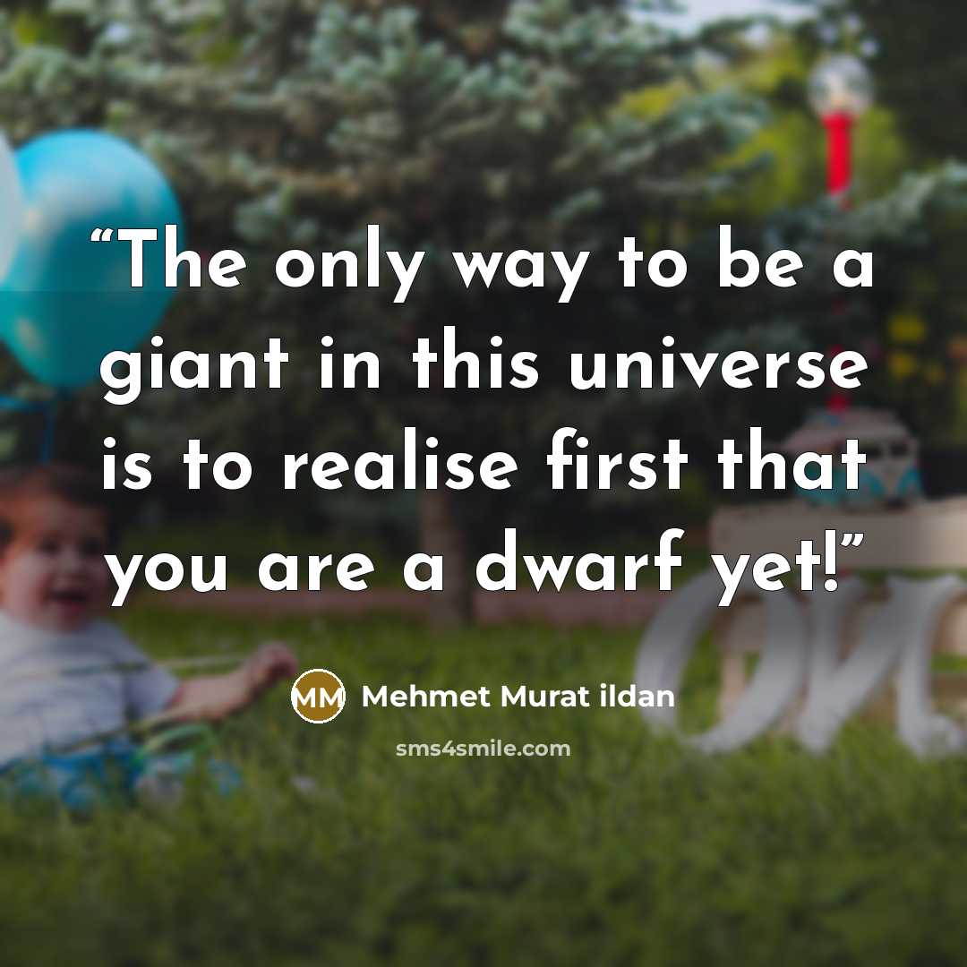 “The only way to be a giant in this universe is to realise first that you are a dwarf yet!” quote by Mehmet Murat ildan