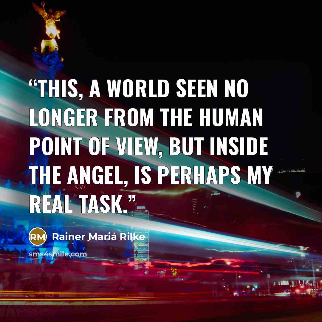 “This, a world seen no longer from the human point of view, but inside the angel, is perhaps my real task.” quote by Rainer Maria Rilke
