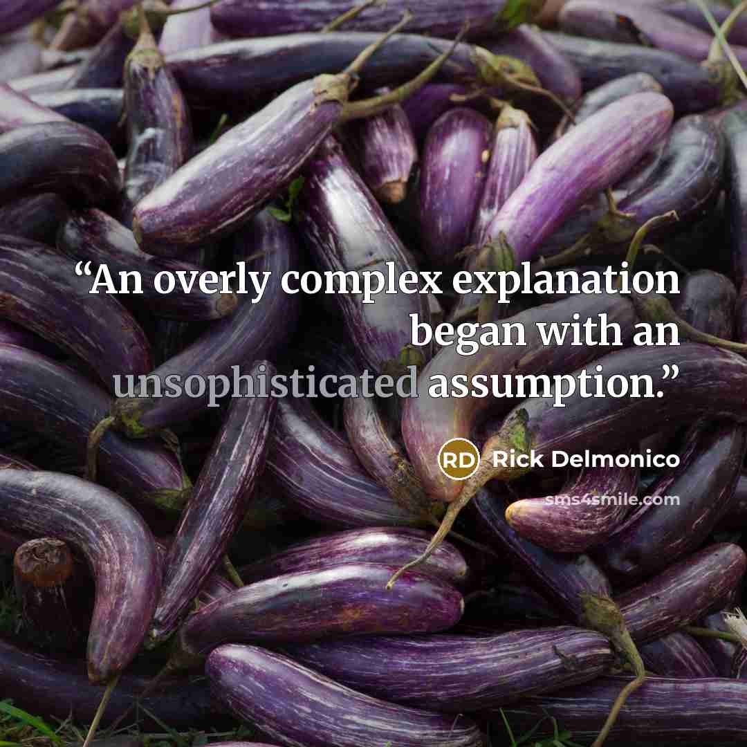 “An overly complex explanation began with an unsophisticated assumption.” quote by Rick Delmonico