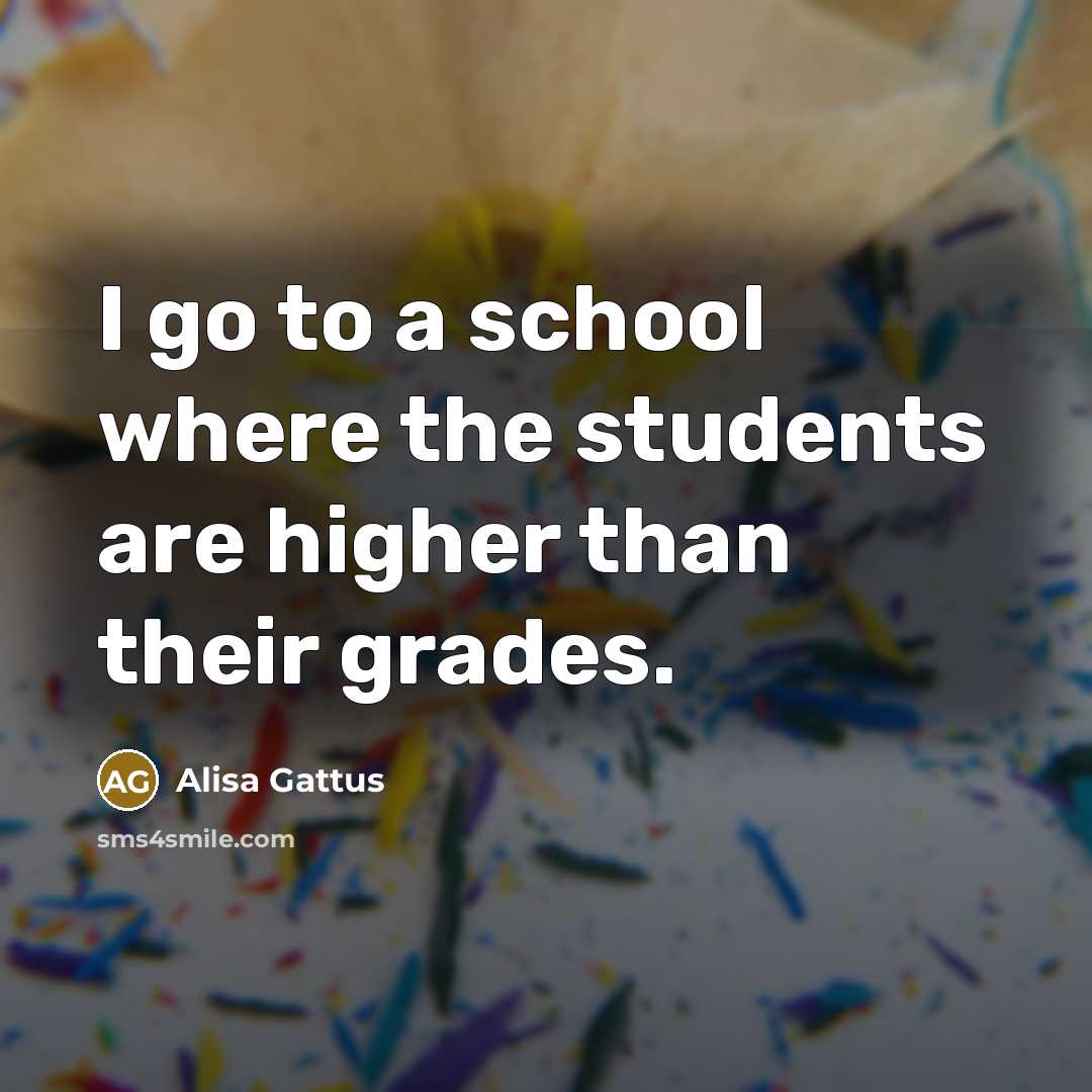 “I go to a school where the students are higher than their grades.” quote by Alisa Gattus