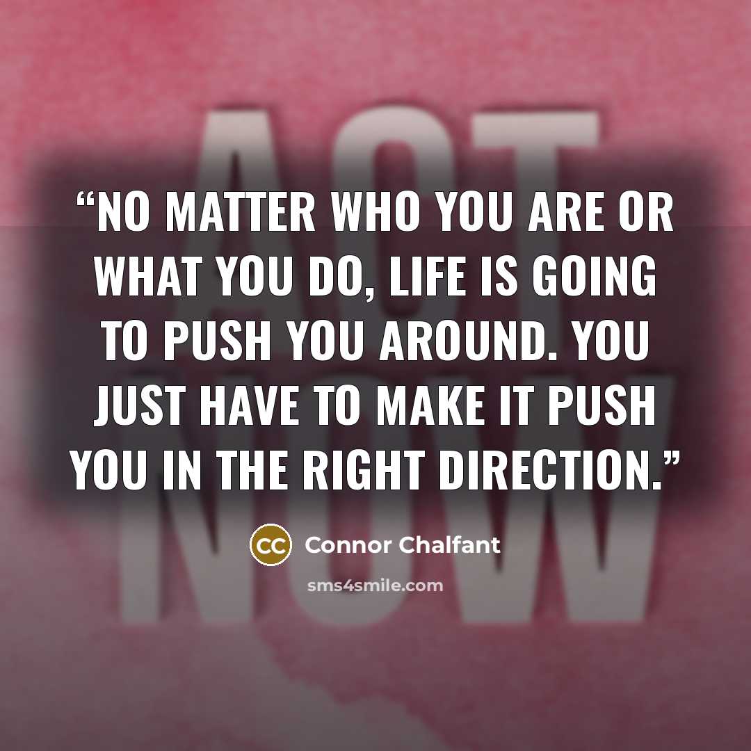“No matter who you are or what you do, life is going to push you around. You just have to make it push you in the right direction.” quote by Connor Chalfant