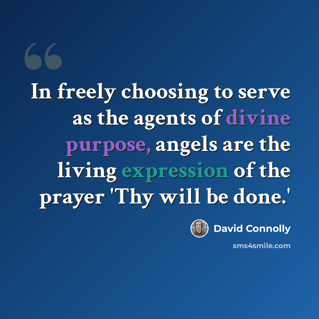 “In freely choosing to serve as the agents of divine purpose, angels are the living expression of the prayer 'Thy will be done.'” quote by David Connolly