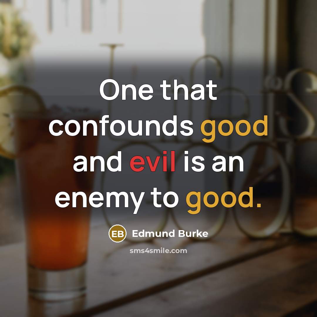 “One that confounds good and evil is an enemy to good.” quote by Edmund Burke