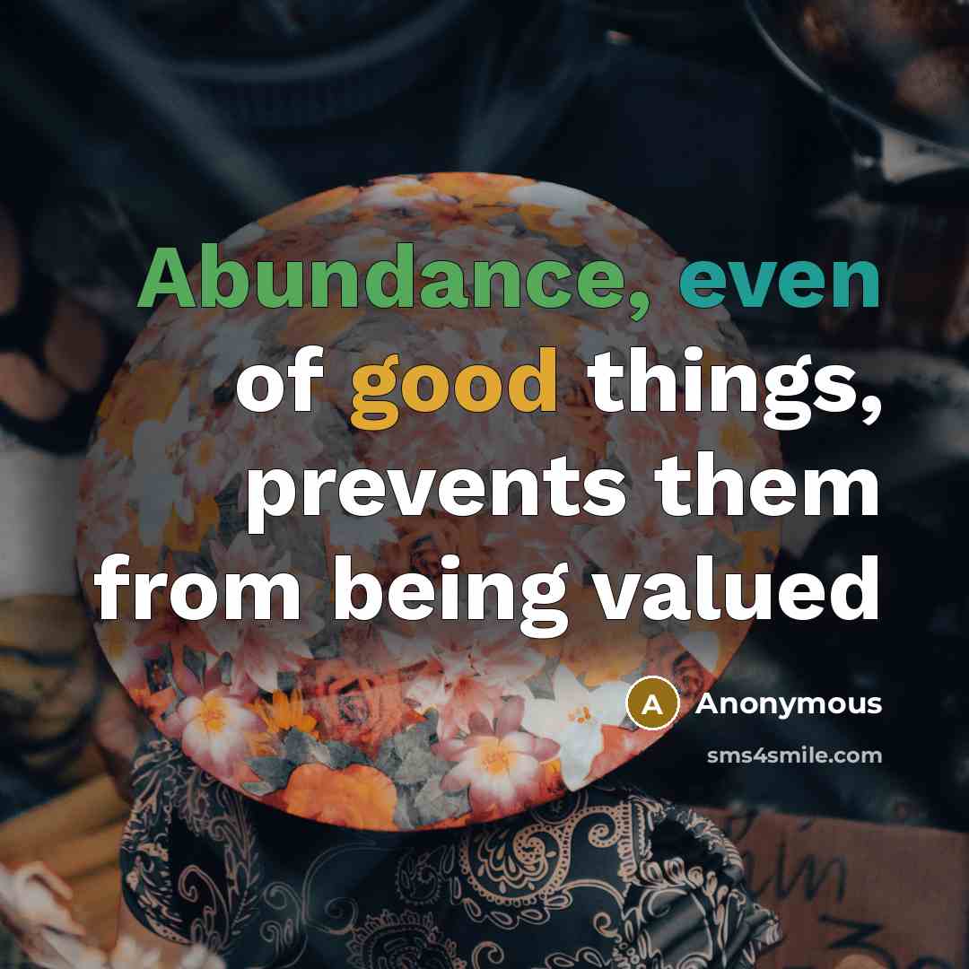 “Abundance, even of good things, prevents them from being valued” quote by Anonymous
