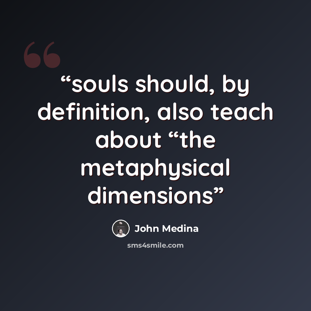 “souls should, by definition, also teach about “the metaphysical dimensions” quote by John Medina