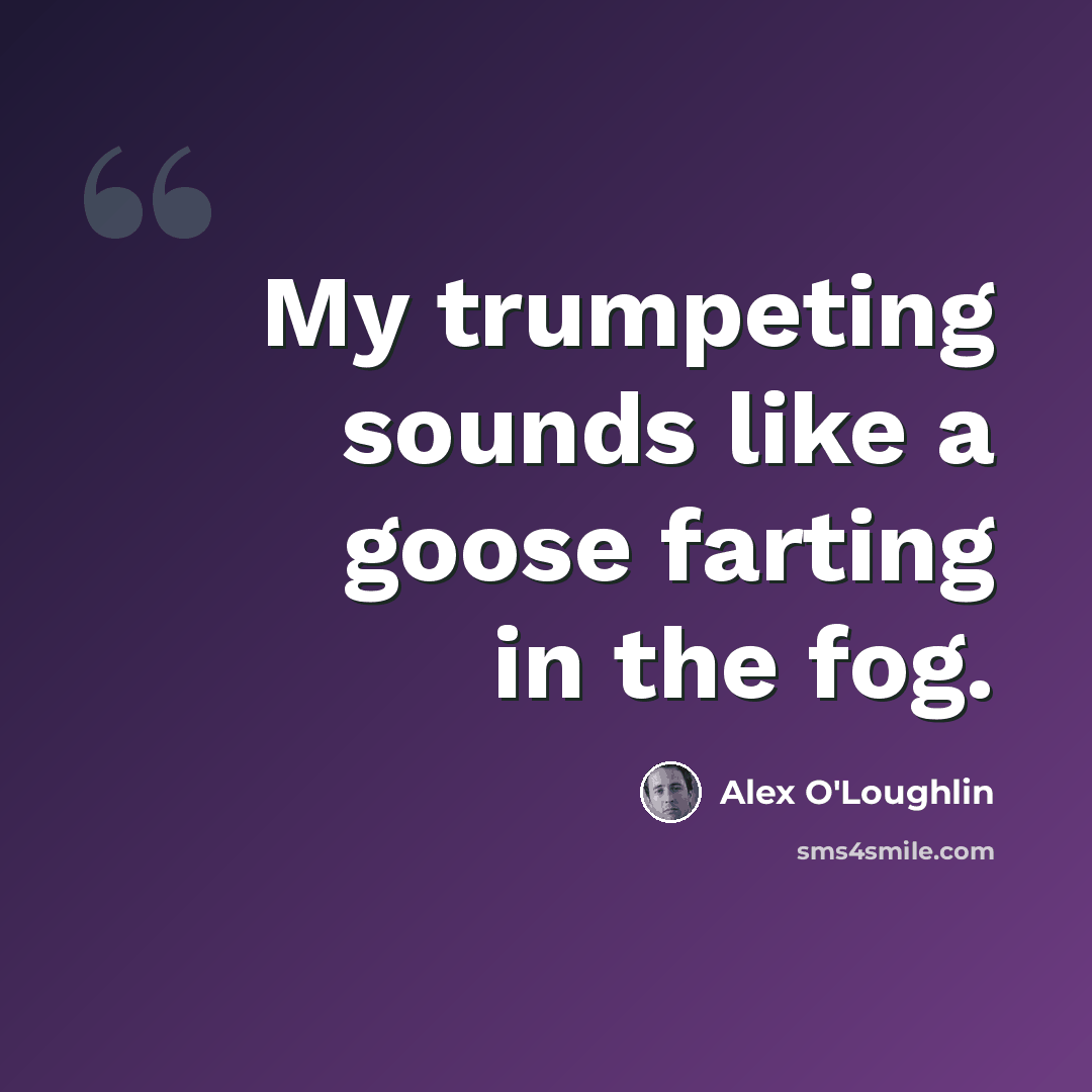 “My trumpeting sounds like a goose farting in the fog.” quote by Alex O'Loughlin