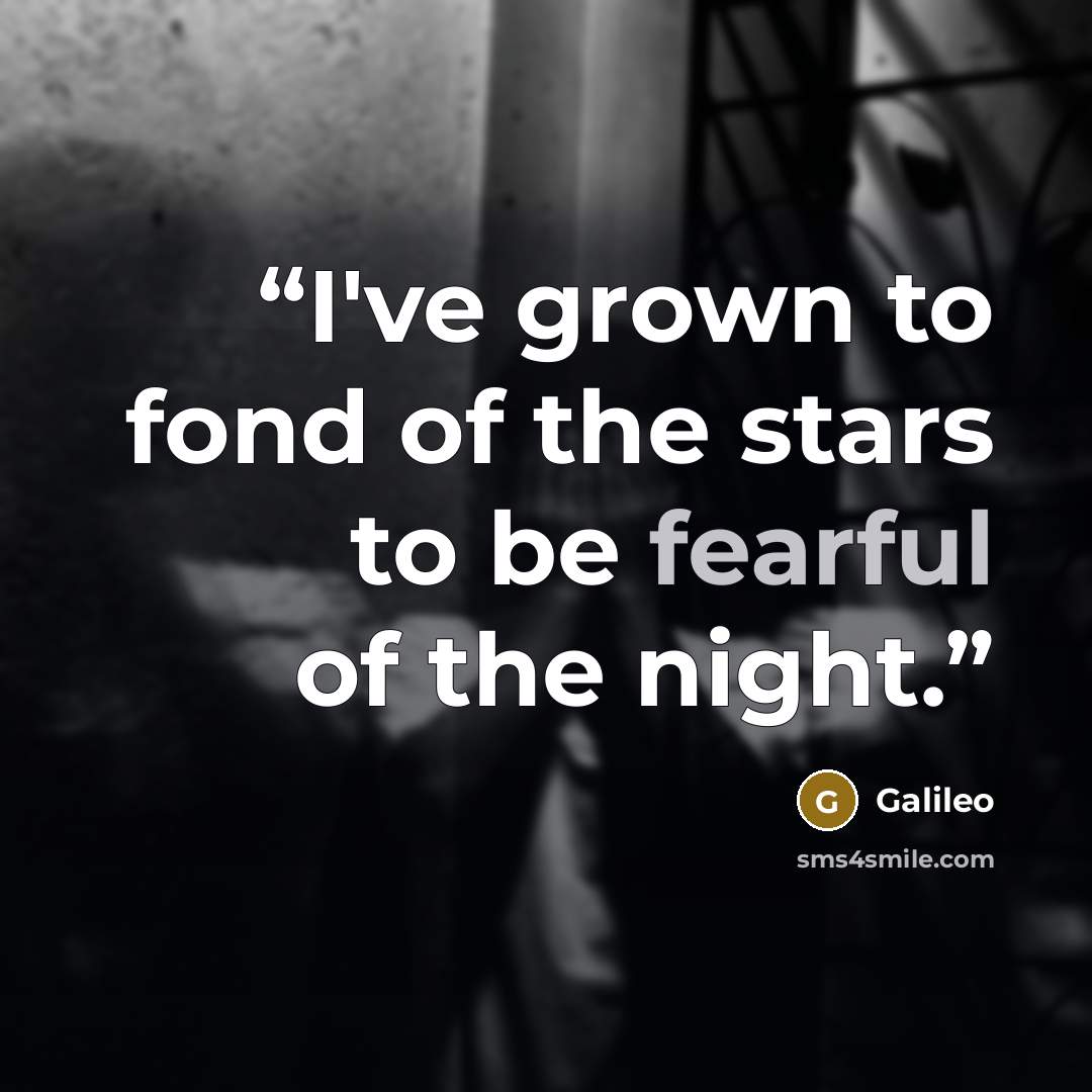 “I've grown to fond of the stars to be fearful of the night.” quote by Galileo