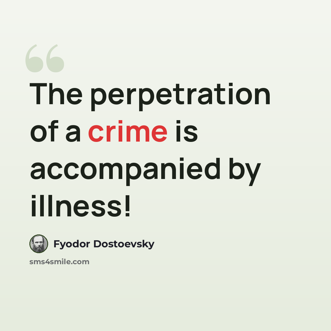 “The perpetration of a crime is accompanied by illness!” quote by Fyodor Dostoevsky