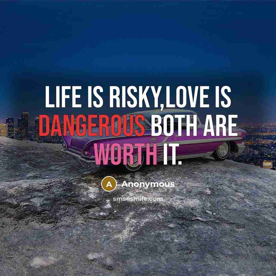 “Life is risky,love is dangerous both are worth it.” quote by Anonymous