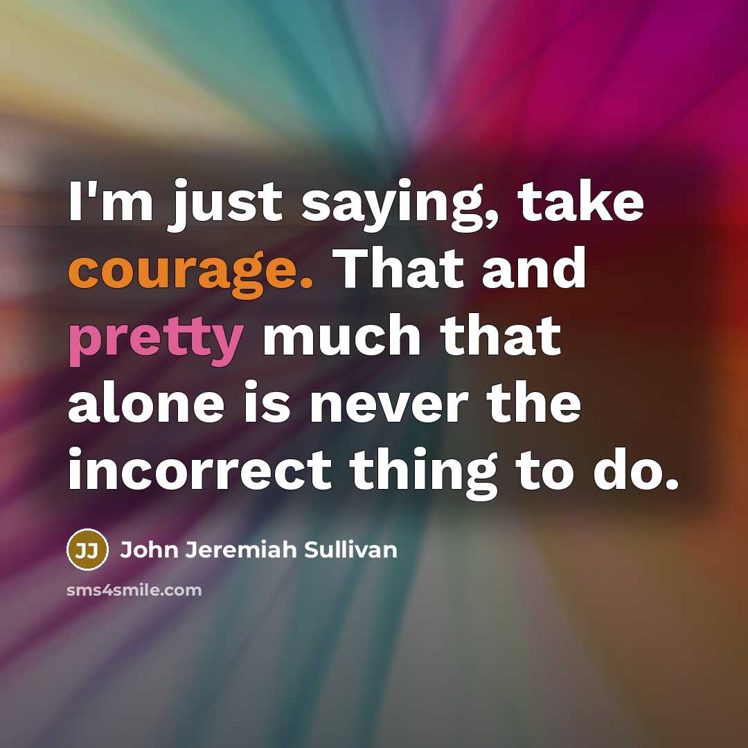 “I'm just saying, take courage. That and pretty much that alone is never the incorrect thing to do.” quote by John Jeremiah Sullivan