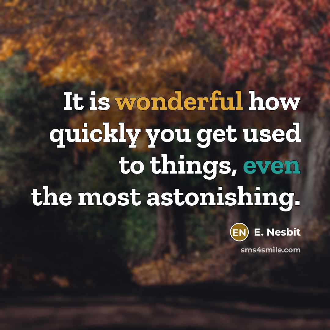 “It is wonderful how quickly you get used to things, even the most astonishing.” quote by E. Nesbit