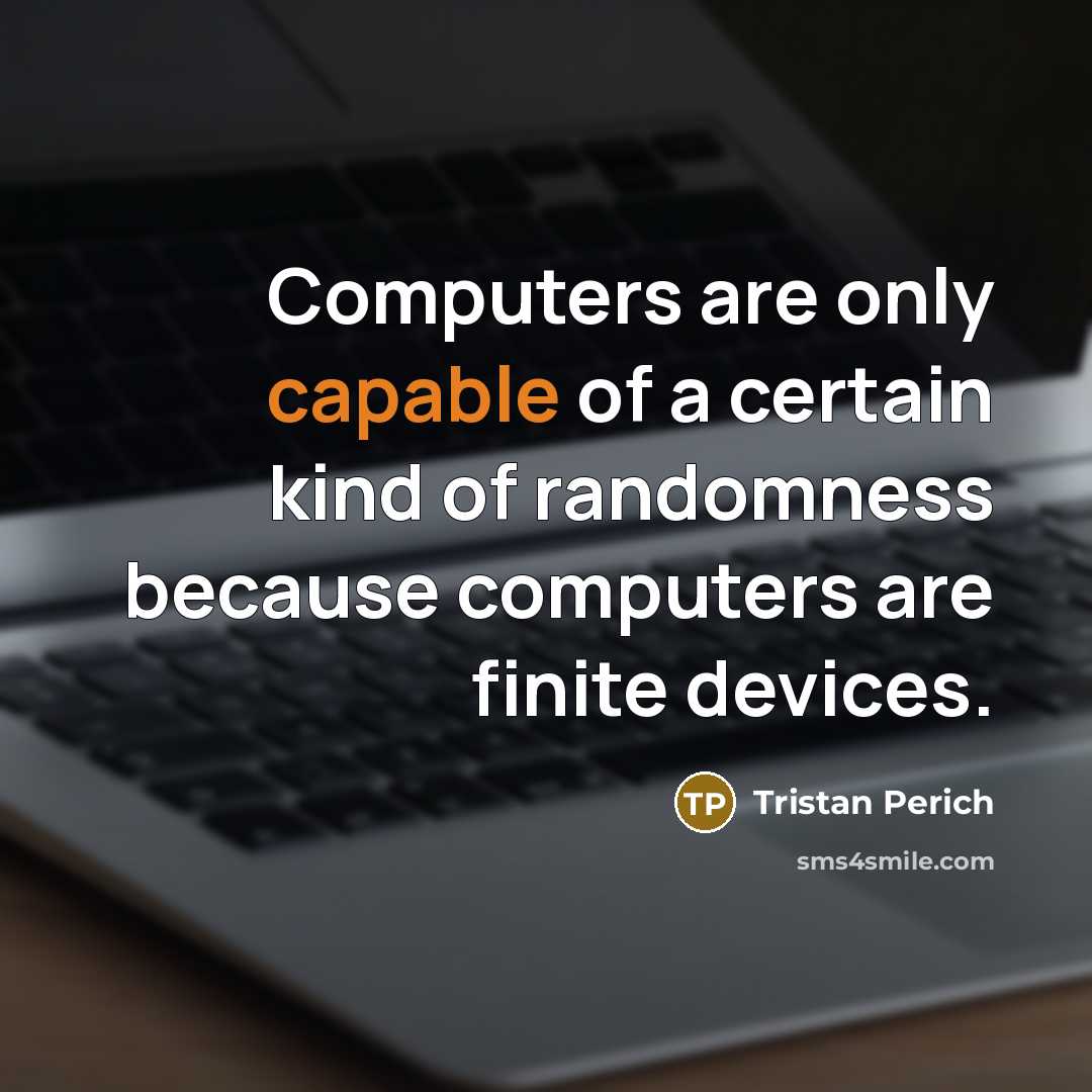 “Computers are only capable of a certain kind of randomness because computers are finite devices.” quote by Tristan Perich