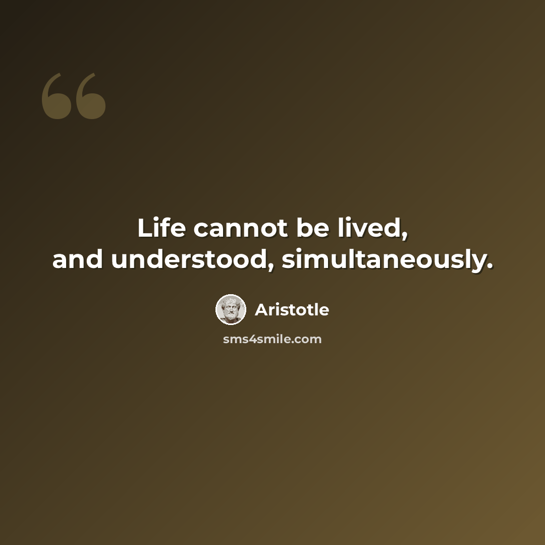 “Life cannot be lived, and understood, simultaneously.” quote by Aristotle
