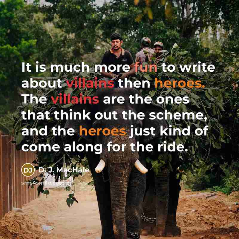 “It is much more fun to write about villains then heroes. The villains are the ones that think out the scheme, and the heroes just kind of come along for the ride.” quote by D. J. MacHale