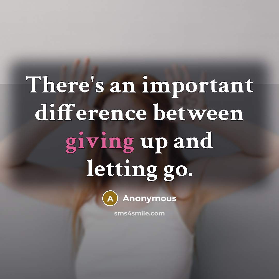 “There's an important difference between giving up and letting go.” quote by Anonymous