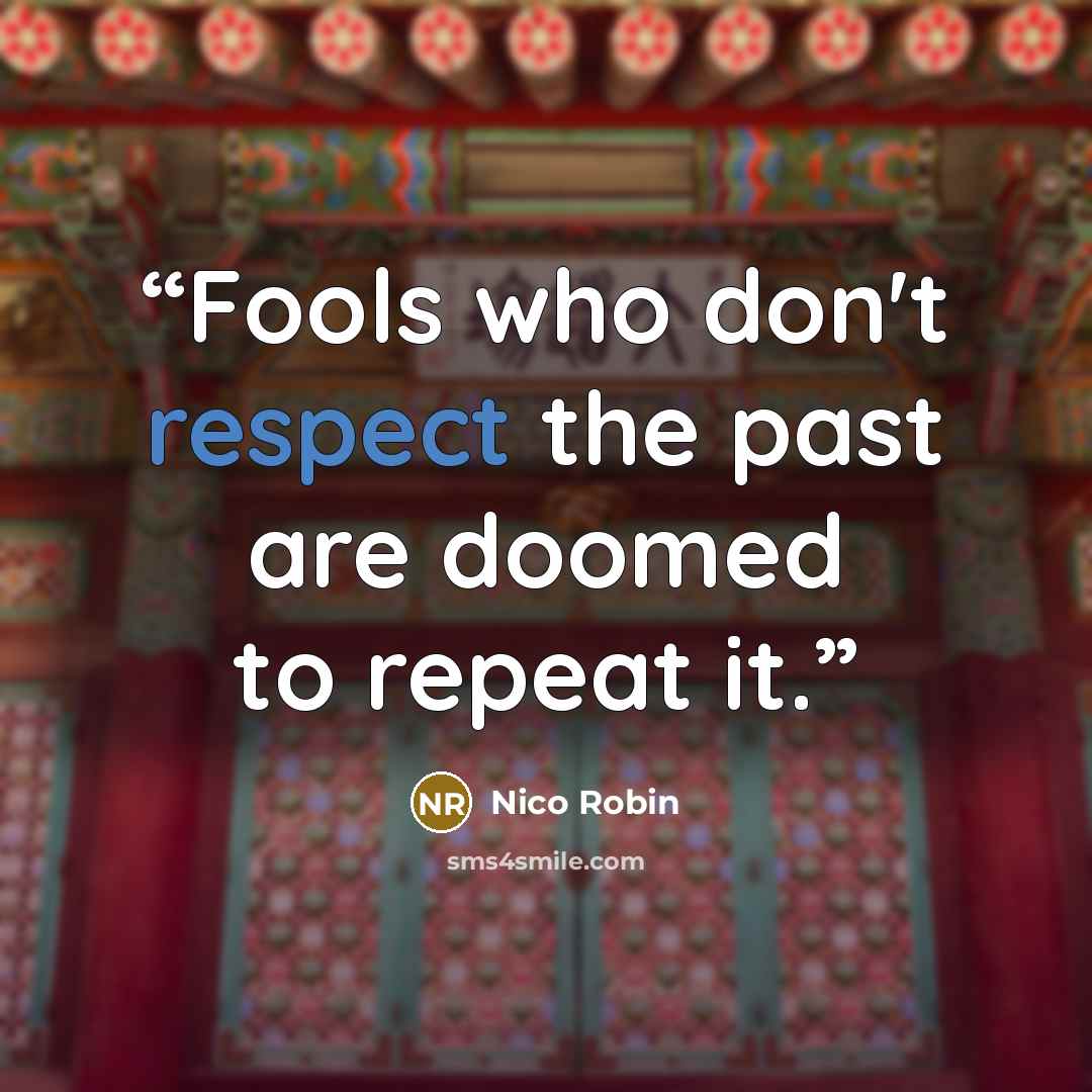 “Fools who don't respect the past are doomed to repeat it.” quote by Nico Robin